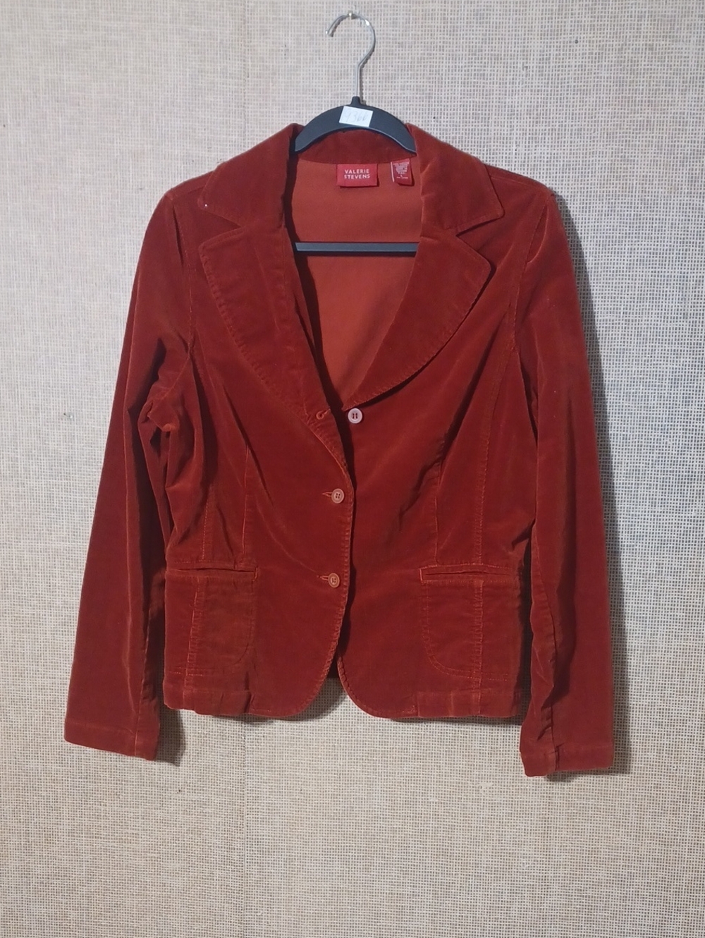 Valerie Stevens Deep Red Velvet Blazer